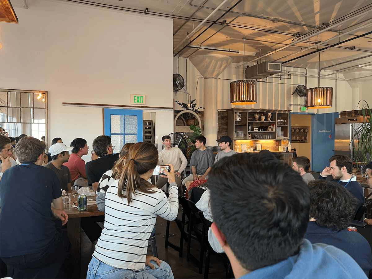 A team gathering in a cafe
