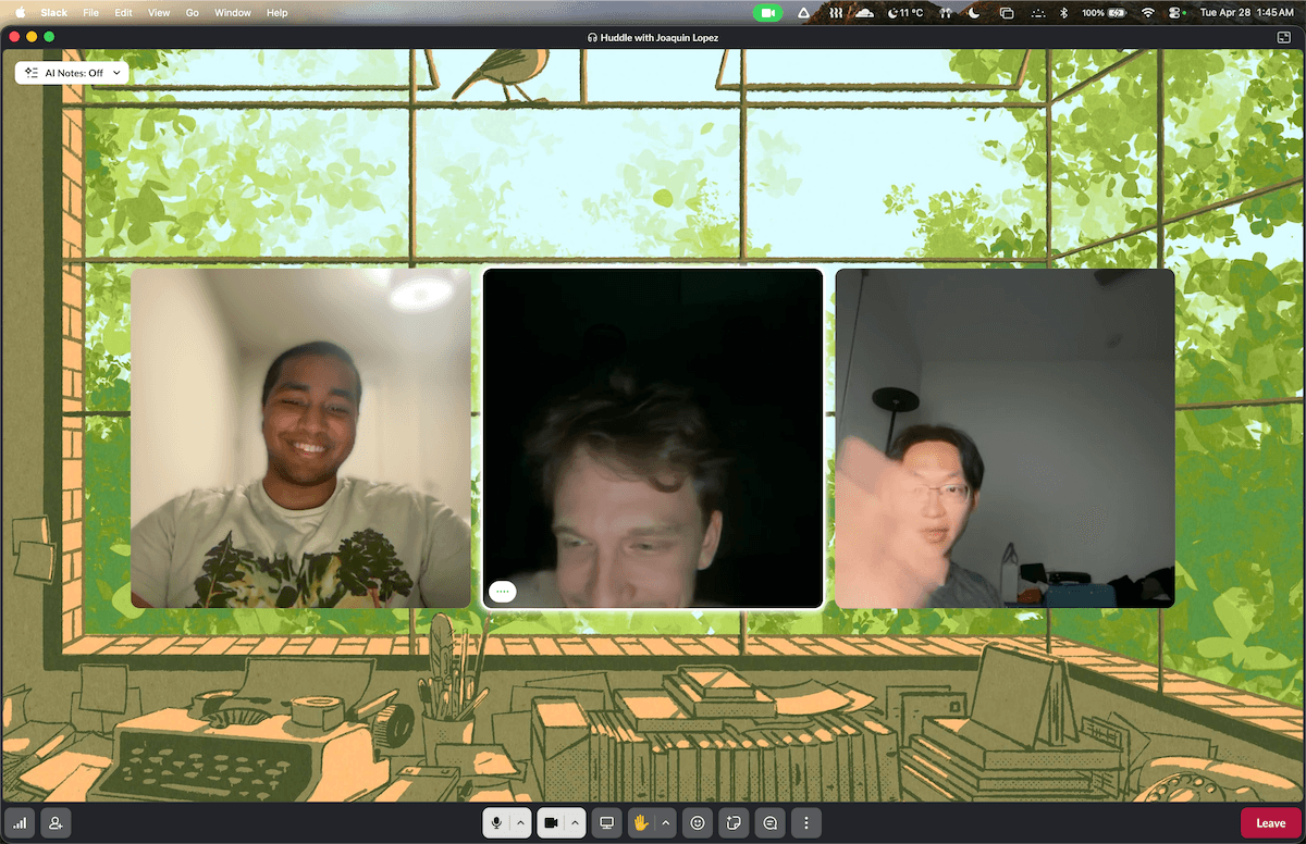 A late-night video call with teammates