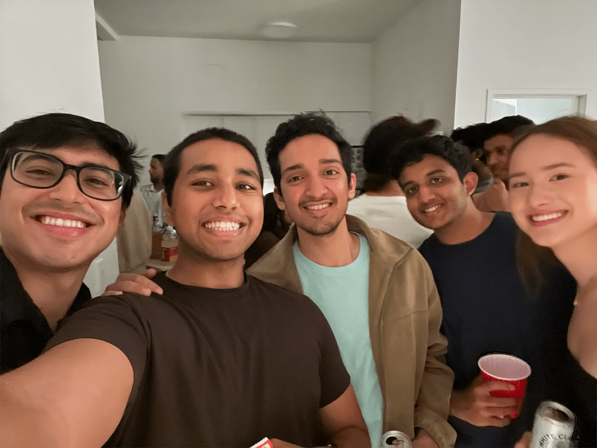Friends together at a team gathering