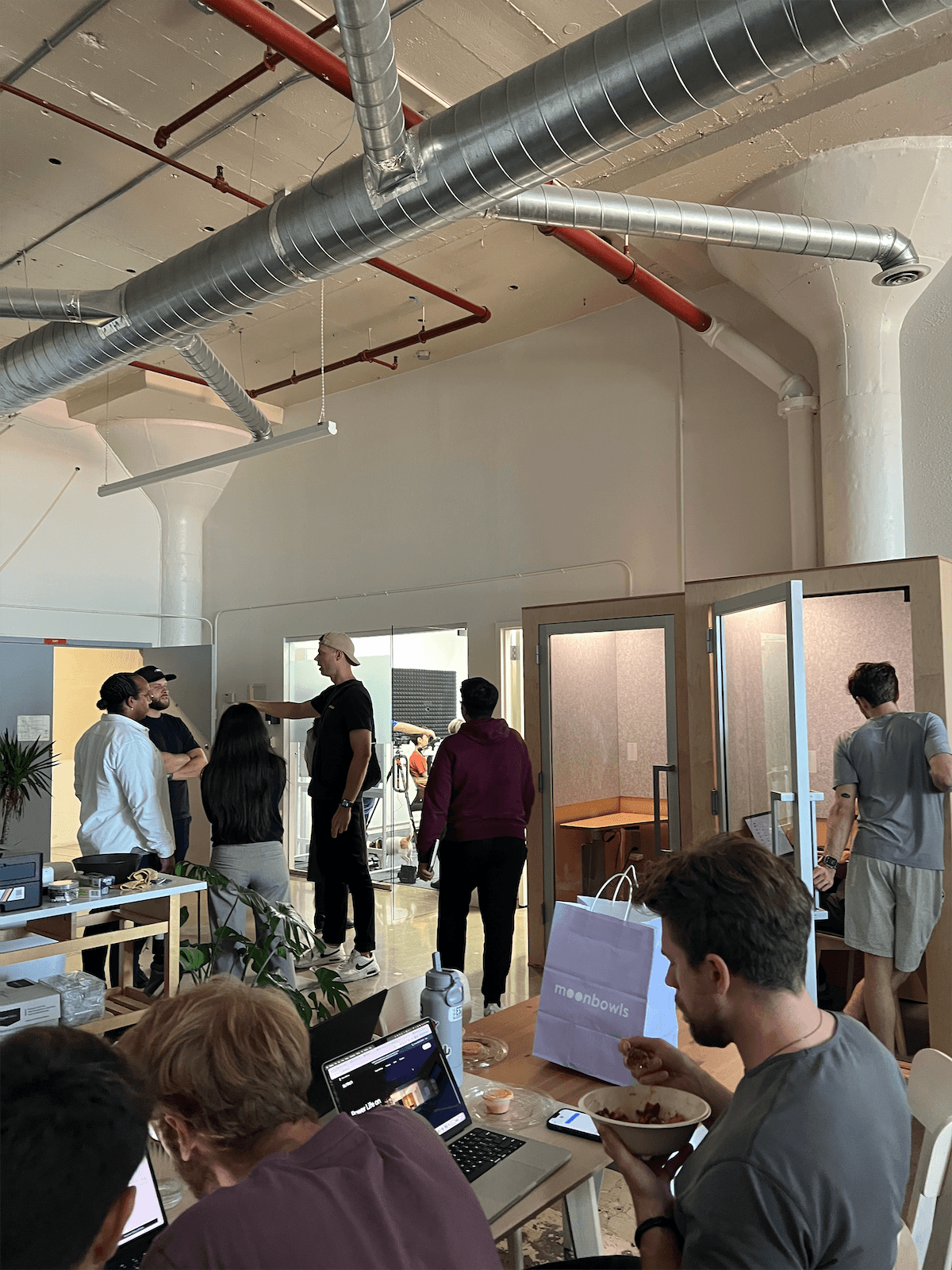 The team spending time together in the office
