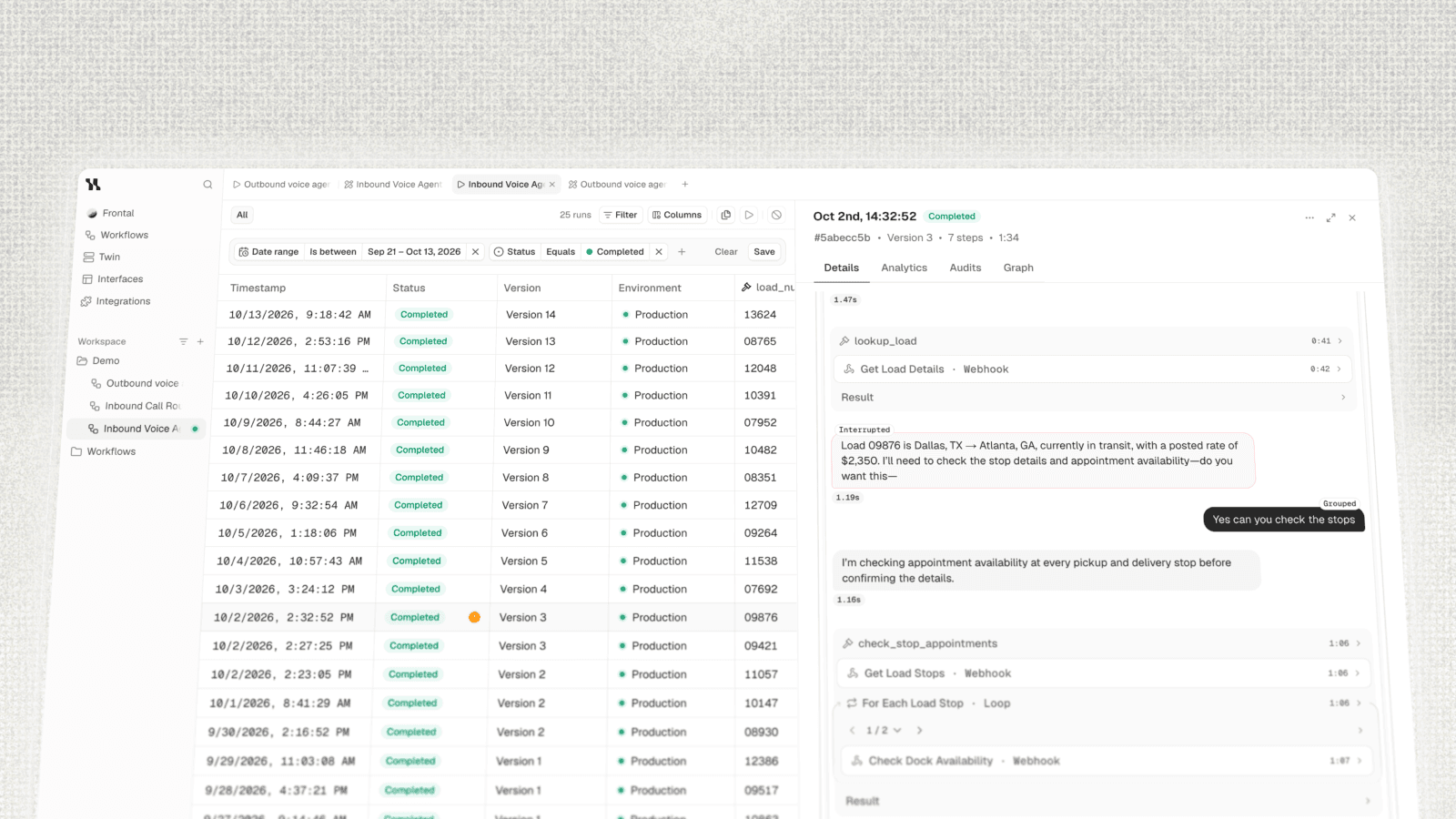 Workflow Run details with agent messages and grouped node outputs